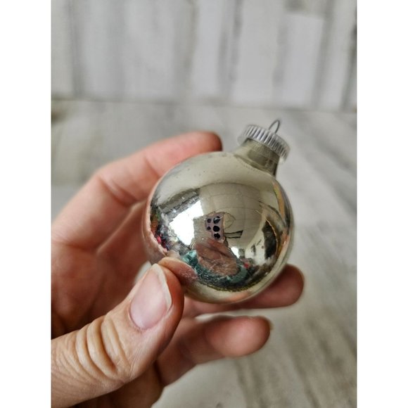 Vintage West Germany reflector mini ball ornament blue green silver Xmas tree - Picture 4 of 13
